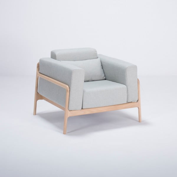 Fotoliu din lemn de stejar Gazzda Fawn, albastru - gri-image-2