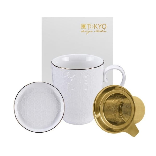 Set pentru ceai Tokyo Design Studio Nippon Stripe, 380 ml, alb