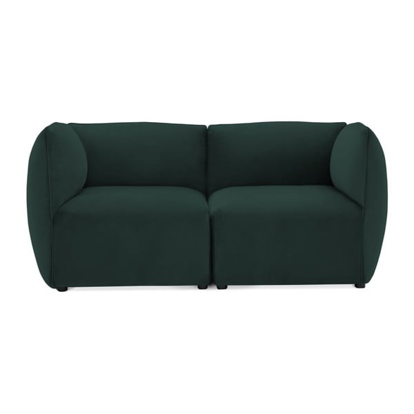 Canapea modulară cu 2 locuri Vivonita Velvet Cube, verde închis