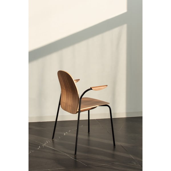 Scaune de dining maro coniac/în culoare naturală cu cotiere/stivuibile 2 buc. cu aspect de lemn de nuc Book – Gazzda-image-2