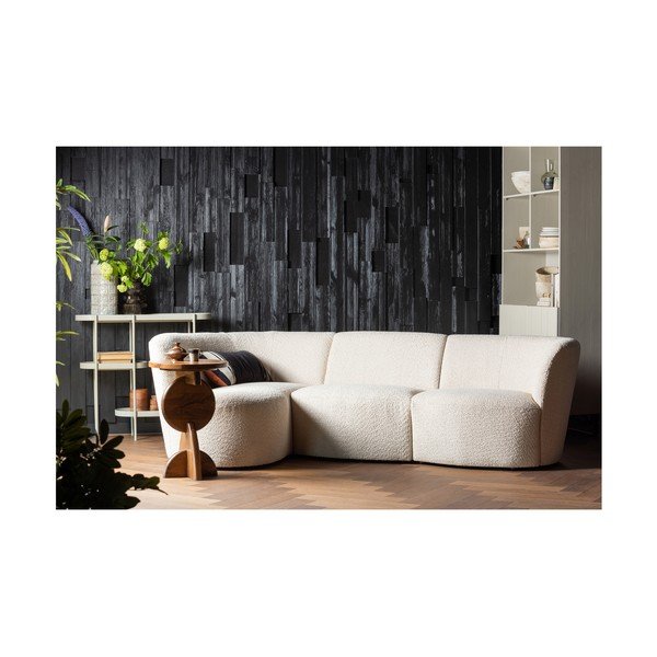 Modul pentru canapea crem cu tapițerie din stofă bouclé (de mijloc) Coco  – WOOOD-image-1