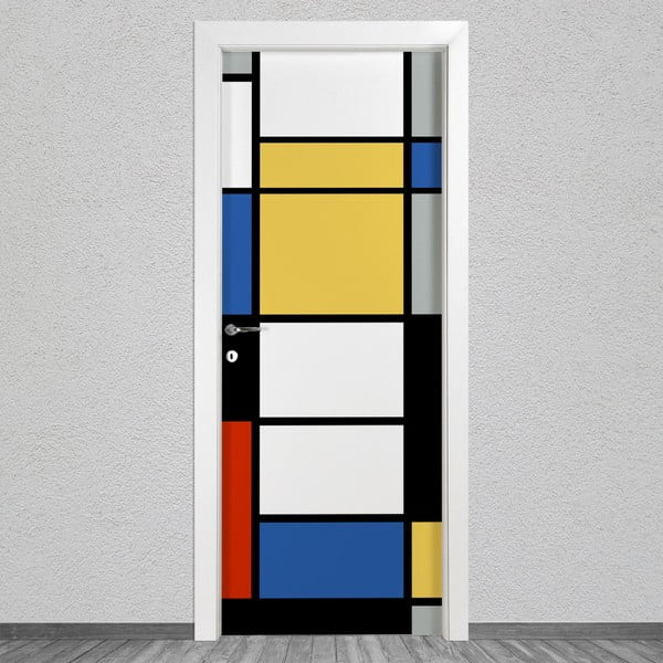 Autocolant pentru ușă LineArtistica Mondrian 2, 80 x 215 cm
