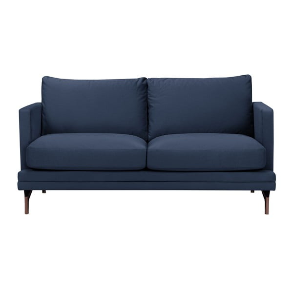 Canapea cu 2 locuri şi picioare metalice aurii Windsor & Co Sofas Jupiter, albastru închis