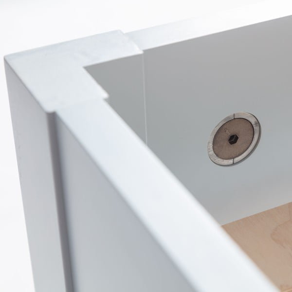 Pat matrimonial alb din lemn masiv de fag cu somieră 140x200 cm Dabi – Ragaba-image-4