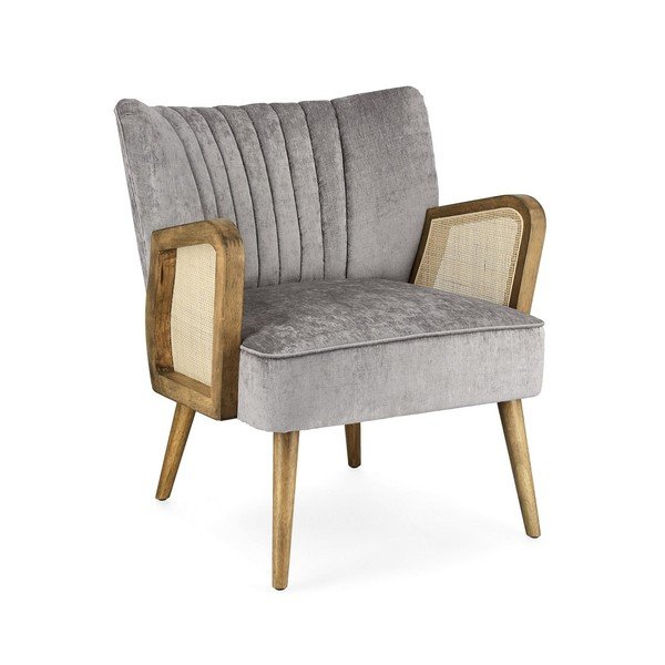 Fotoliu gri cu tapițerie din catifea Virna – Bizzotto