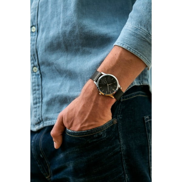 Ceas bărbătesc cu curea din oțel inoxidabil Paul McNeal Cassio, negru-image-1