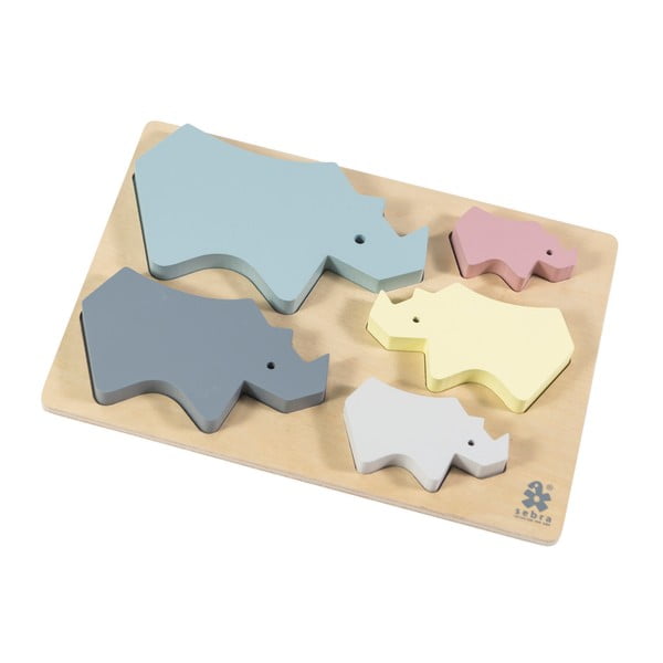 Puzzle din lemn pentru copii Sebra Rhino