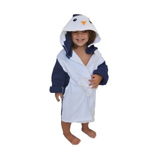 Halat pentru copii alb/albastru S din bumbac Penguin - Rocket Baby