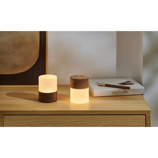 Veioză maro cu luminozitate reglabilă cu abajur din sticlă (înălțime 10,5 cm) Lemelia – Gingko-image-2