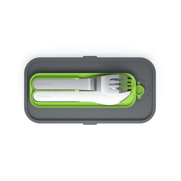 Set tacâmuri de buzunar pentru cutie gustare Monbento, husă verde-image-1