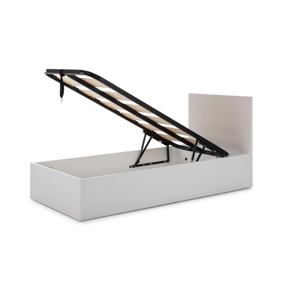 Pat alb cu spațiu de depozitare și somieră 90x190 cm Kronos - Marckeric-image-3