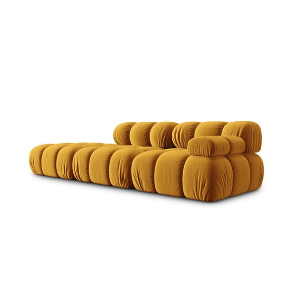 Canapea galbenă cu tapițerie din catifea 282 cm Bellis – Micadoni Home-image-3