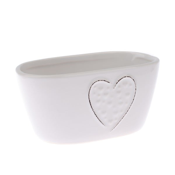 Ghiveci din ceramică Dakls Heart, înălțime 11,2 cm, alb