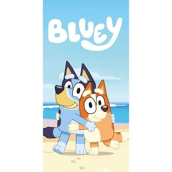 Prosop  pentru copii albastru-bej din bumbac 70x140 cm Bluey "Beach" – Jerry Fabrics