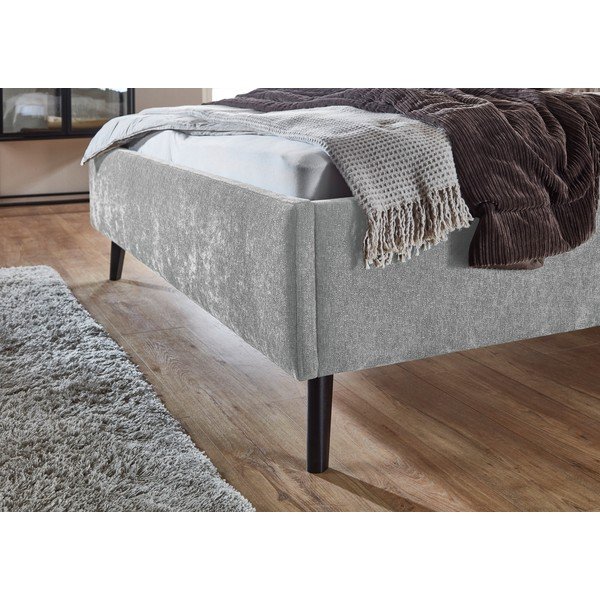 Pat matrimonial gri tapițat cu spațiu de depozitare cu somieră 180x200 cm Nova – Meise Möbel-image-4