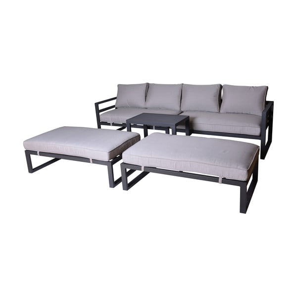 Set mobilier de grădină negru/bej din metal pentru 8 persoane Portland – Rojaplast-image-4