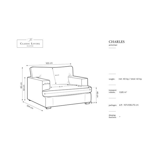 Fotoliu Windsor & Co Sofas Charles, albastru-image-1