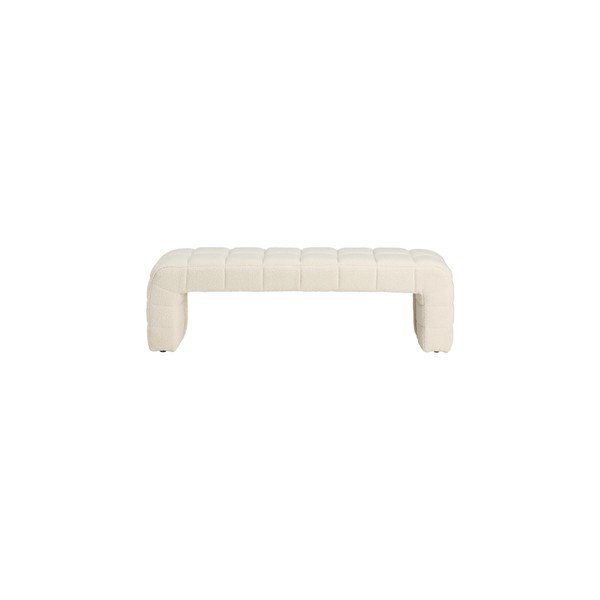 Bancă crem capitonată cu tapițerie din țesătură bouclé Fanita – Ellos Home