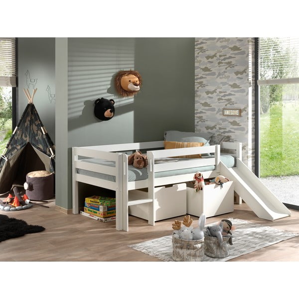 Pat înalt cu tobogan pentru copii Vipack Pino, 90 x 200 cm, alb-image-4