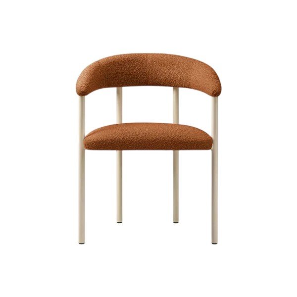 Scaun de living portocaliu/crem cu cotiere tapițat Lea – Micadoni -image-2