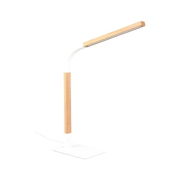 Veioză albă/în culoare naturală LED cu intensitate reglabilă cu abajur din lemn (înălțime 73,5 cm) Norris – Trio-image-1