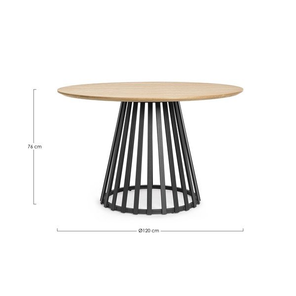 Masă de dining rotundă cu blat cu aspect de lemn de  frasin  ø 120 cm Cillian – Bizzotto-image-4