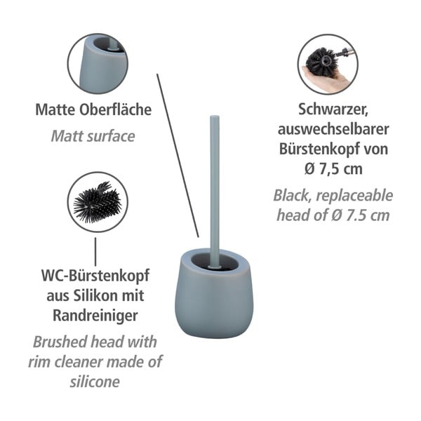 Perie cu suport din ceramică pentru toaletă Wenko Badi, gri-image-3