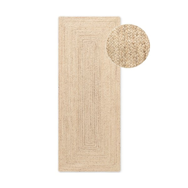 Covor tip traversă culoare naturală deschisă reversibil, țesut manual din iută 80x200 cm Sharmila Natural White – Hanse Home