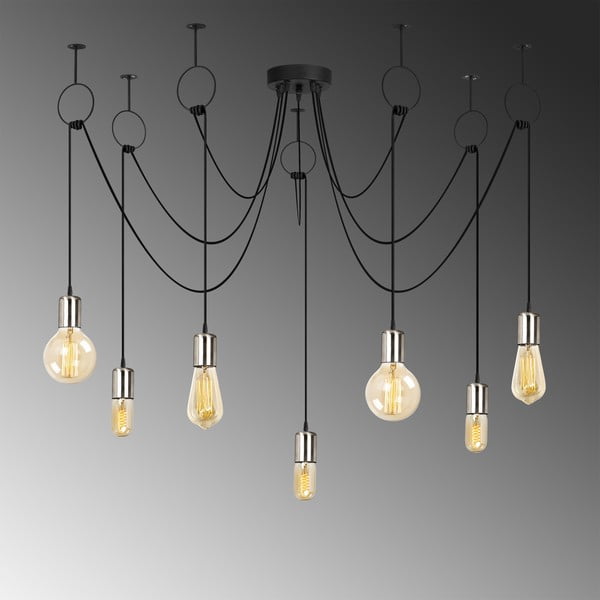 Lustră de 7 becuri Opviq lights Sirin, negru-image-1