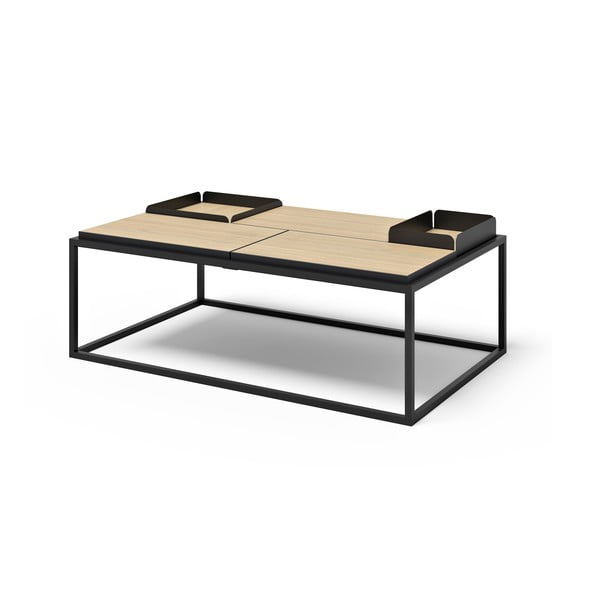 Măsuță de cafea negru-natural  cu blat cu aspect de lemn de stejar 75x120 cm Douro – TemaHome-image-2