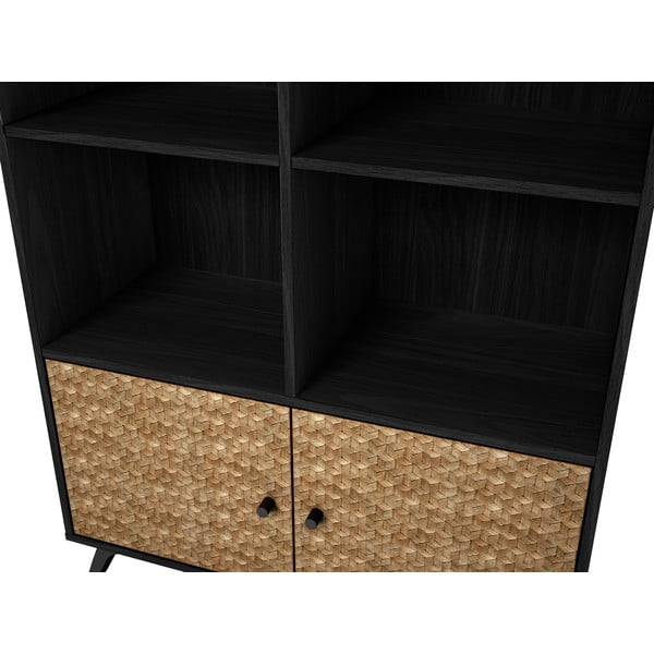 Bibliotecă neagră cu aspect de lemn exotic 92x160 cm Hanoi - Marckeric-image-1