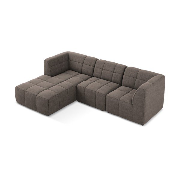 Colțar maro cu tapițerie din țesătură bouclé (cu colț pe partea stângă/cu șezlong) Aloha – Makamii-image-3