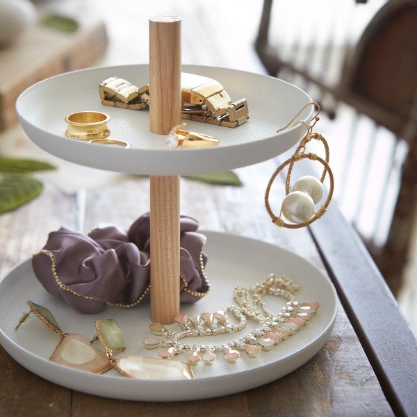 Etajeră din lemn de fag YAMAZAKI Tosca, alb-image-1