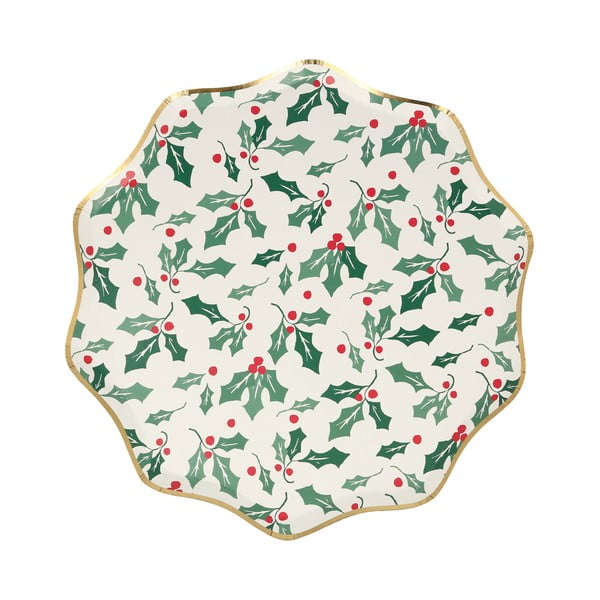 Tăvi de unică folosință 8 buc. din hârtie Holly Pattern – Meri Meri