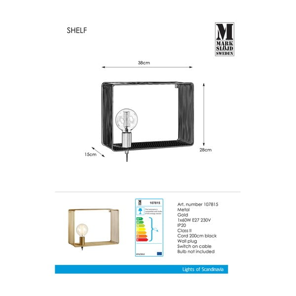 Aplică de perete Markslöjd Shelf Wall Gold, auriu-image-2