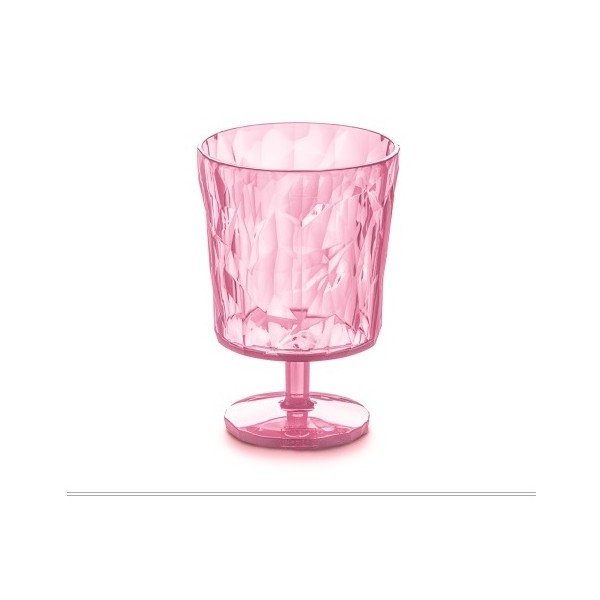 Pahar cu picior din plastic Tantitoni Crystal, 250 ml, roz