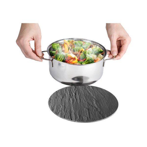 Suport din sticlă pentru vase fierbinți Wenko Trivet, ø 20 cm, negru-image-2