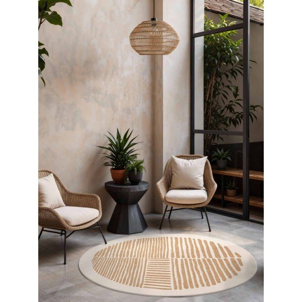 Covor pentru exterior și interior crem/în culoare naturală rotund ø 160 cm Haringey Bounds – Ted Baker-image-1