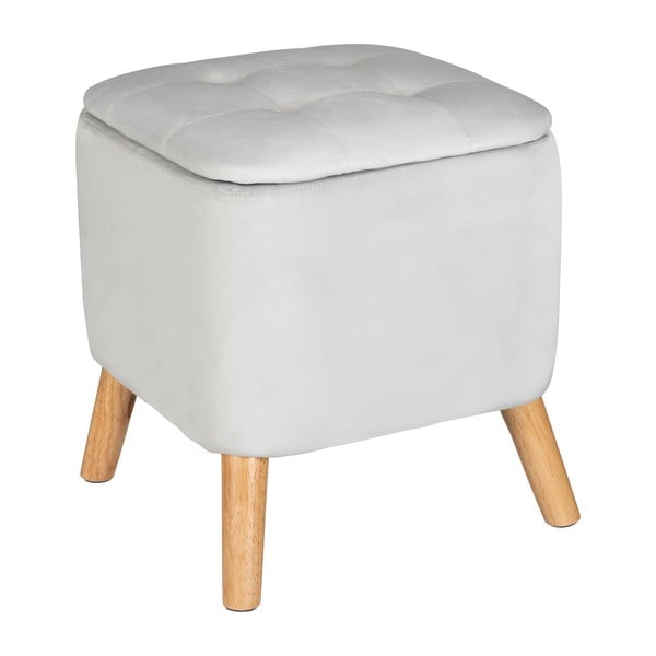 Taburet gri deschis cu tapițerie din catifea – Wenko-image-2