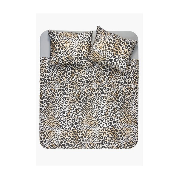 Lenjerie de pat din bumbac cu model leopard Ambianzz, 220 x 200 cm