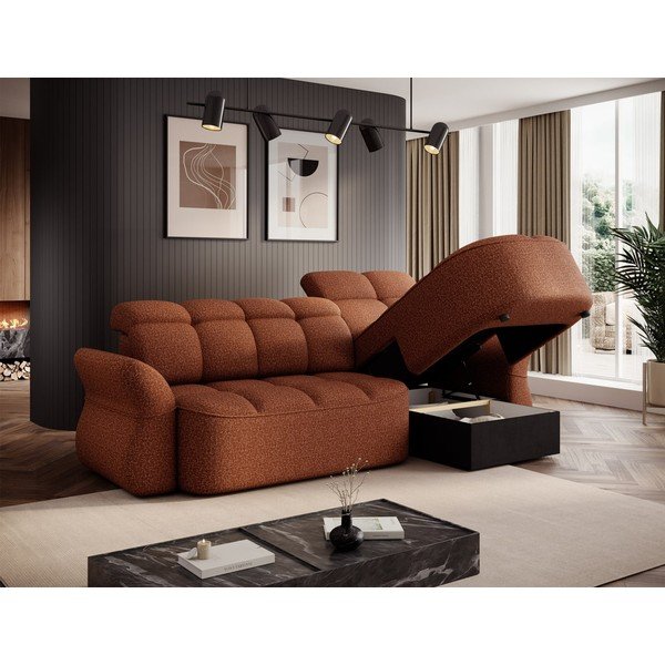 Colțar teracotă extensibil/cu spațiu de depozitare cu tapițerie din catifea (cu colț pe partea dreaptă/cu șezlong) Beneth – ELTAP-image-4