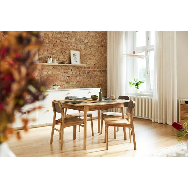 Masă de dining în culoare naturală din lemn   de stejar 90x120 cm Twig – The Beds-image-4