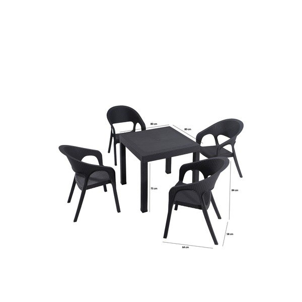 Set de dining pentru grădină gri antracit pentru 4 persoane Garden – Floriane Garden-image-2