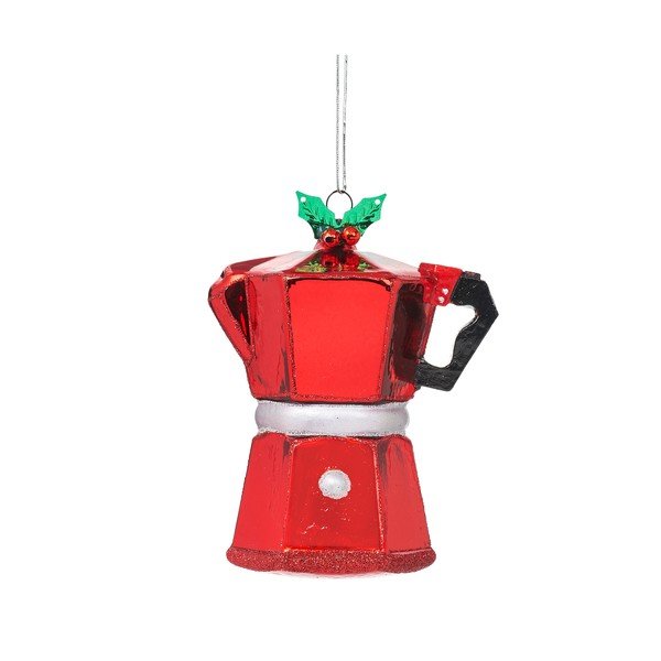 Ornament de Crăciun din sticlă Coffee Pot – Sass & Belle