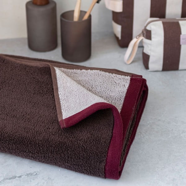 Prosop maro din bumbac organic din frotir 70x133 cm Soft – Mette Ditmer Denmark-image-1