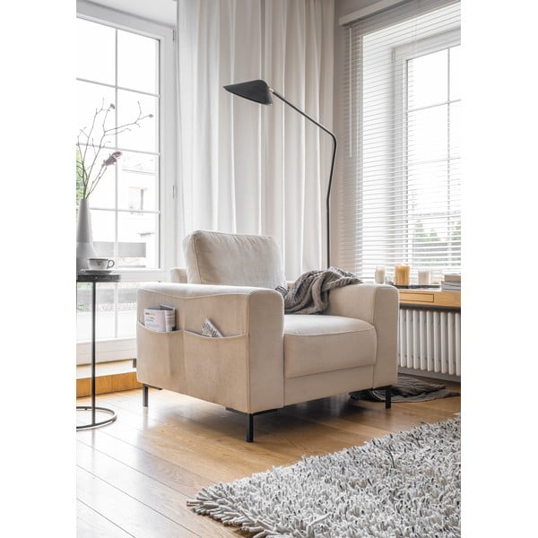 Fotoliu bej cu tapițerie din catifea reiată Lofty Lilly – Miuform-image-2