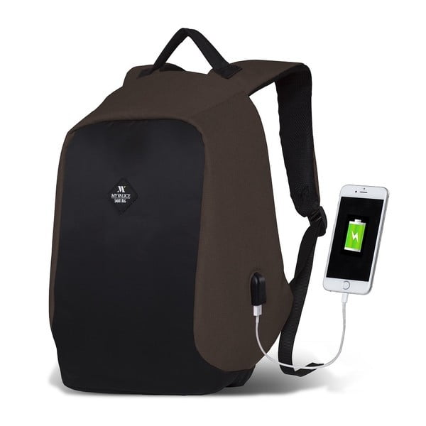 Rucsac cu port USB My Valice SECRET Smart Bag, maro-negru