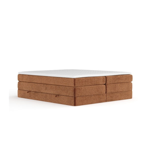 Pat boxspring portocaliu cu spațiu de depozitare/fără tăblie 180x200 cm Juniper – Maison de Rêve