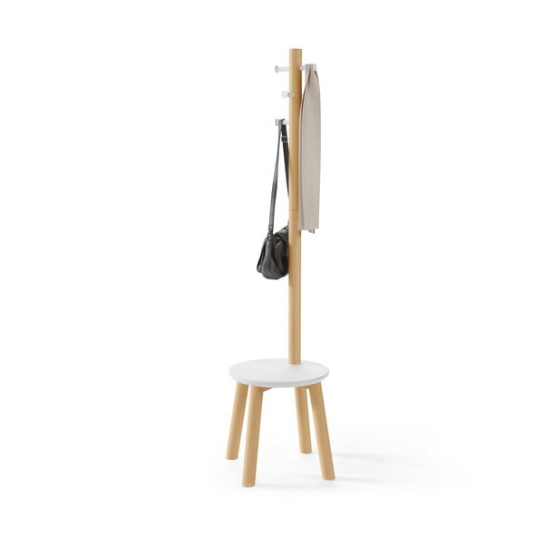 Cuier alb/în culoare naturală din lemn masiv de arbore de cauciuc Pillar – Umbra-image-2