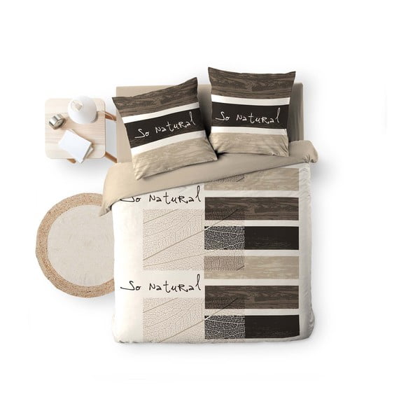 Lenjerie de pat maro din bumbac pentru pat dublu 200x200 cm So Natural – douceur d'intérieur